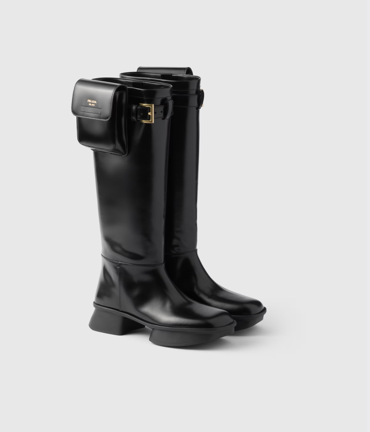 Prada Brushed leather boots with pouch
