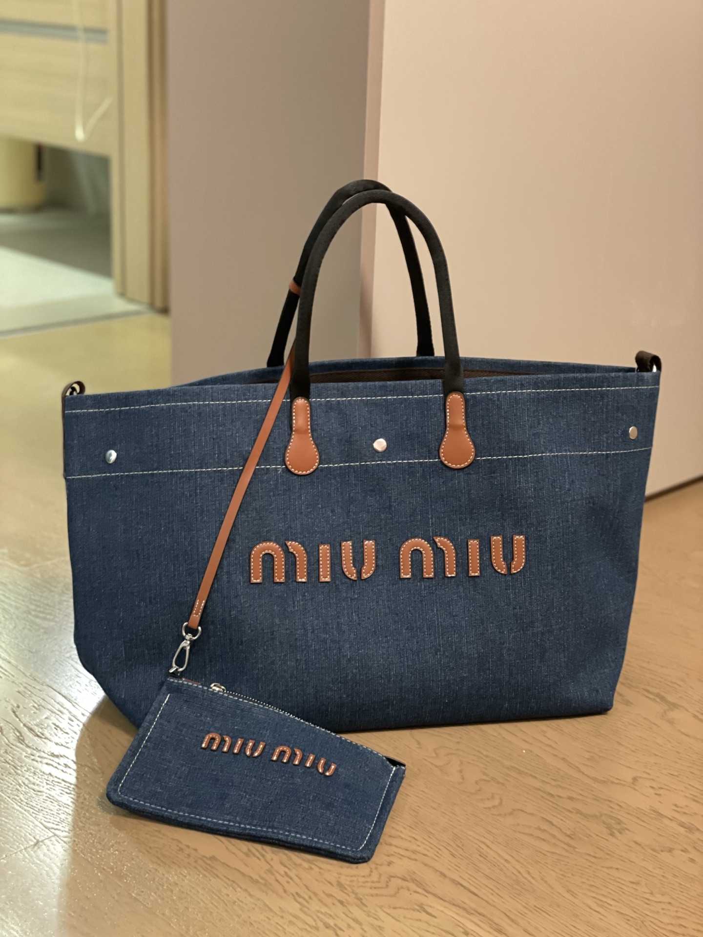 MiuMiu Denim Shopping Tote: A Symphony of Colors