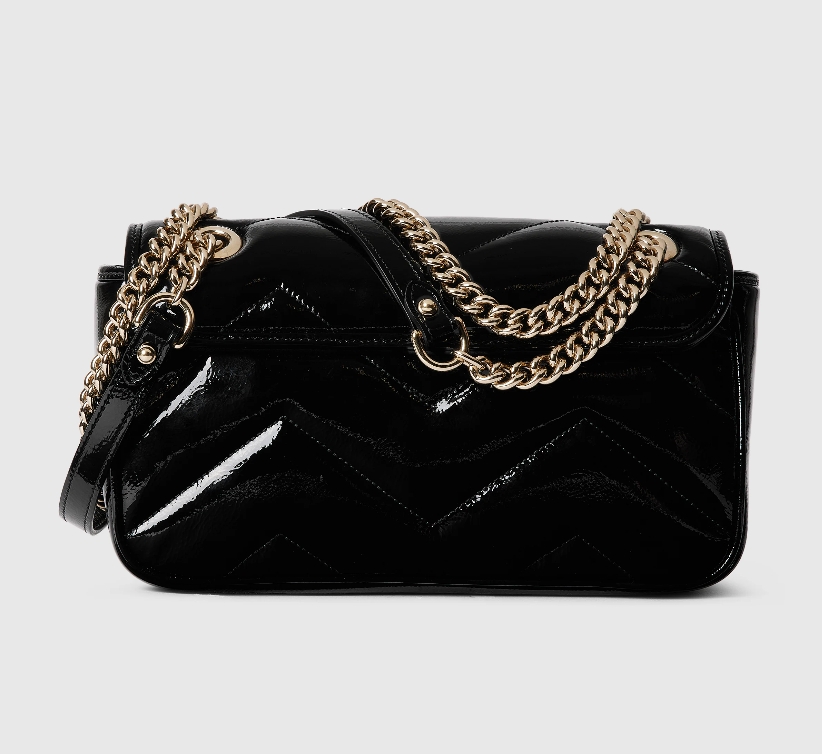 GG MARMONT SMALL SHOULDER BAG-Patent Black-443497