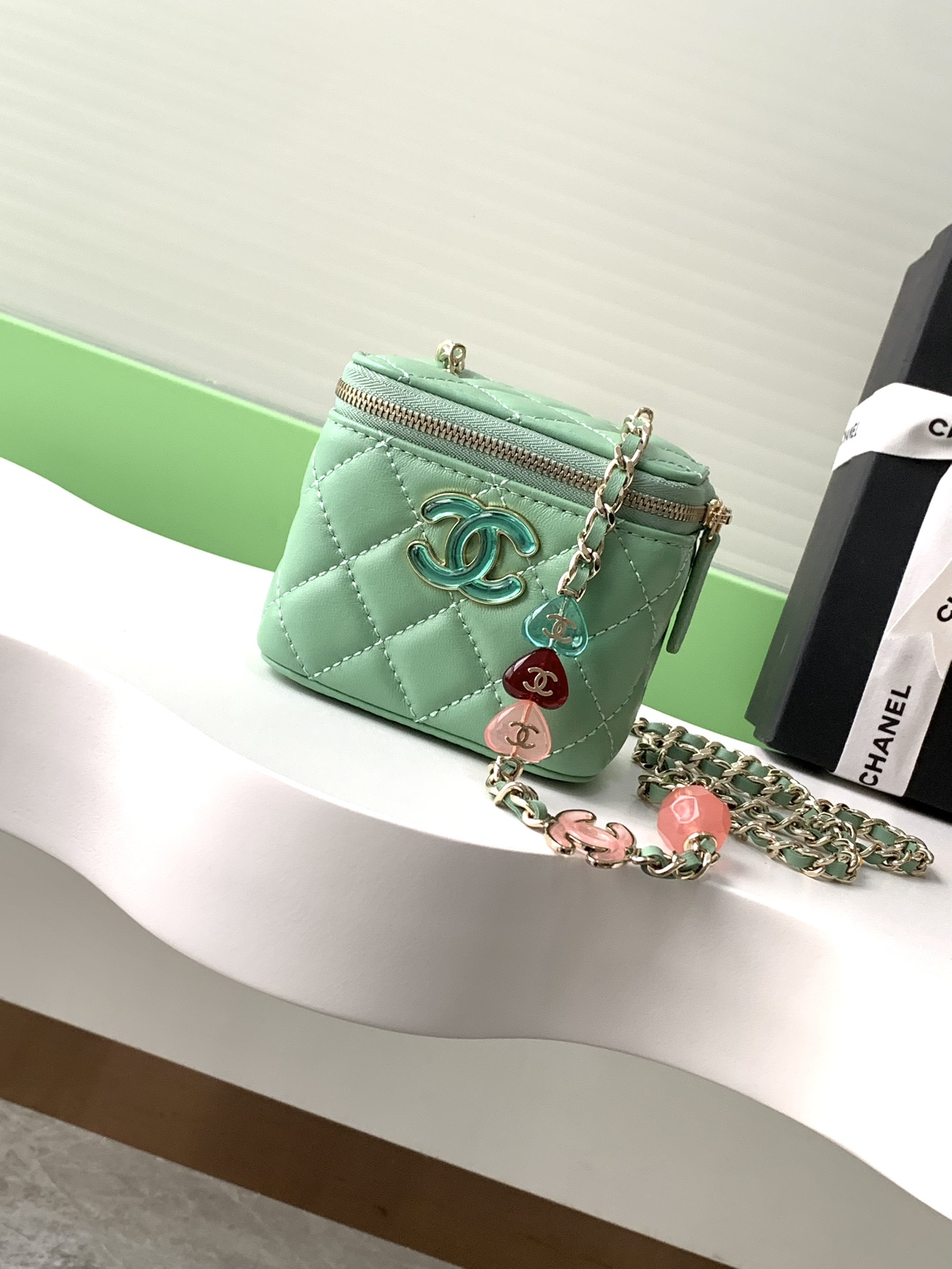 chanel enamel button love makeup small lipstick box