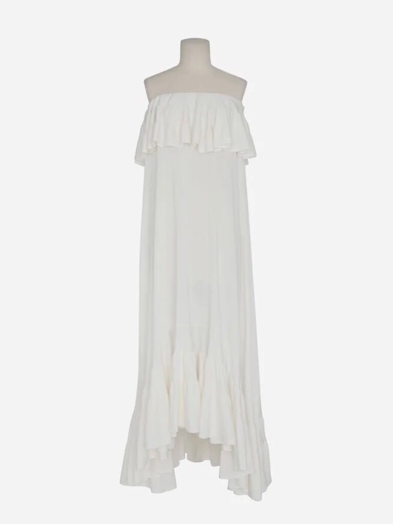 Saint Laurent Ruffled Strapless Maxi Dress