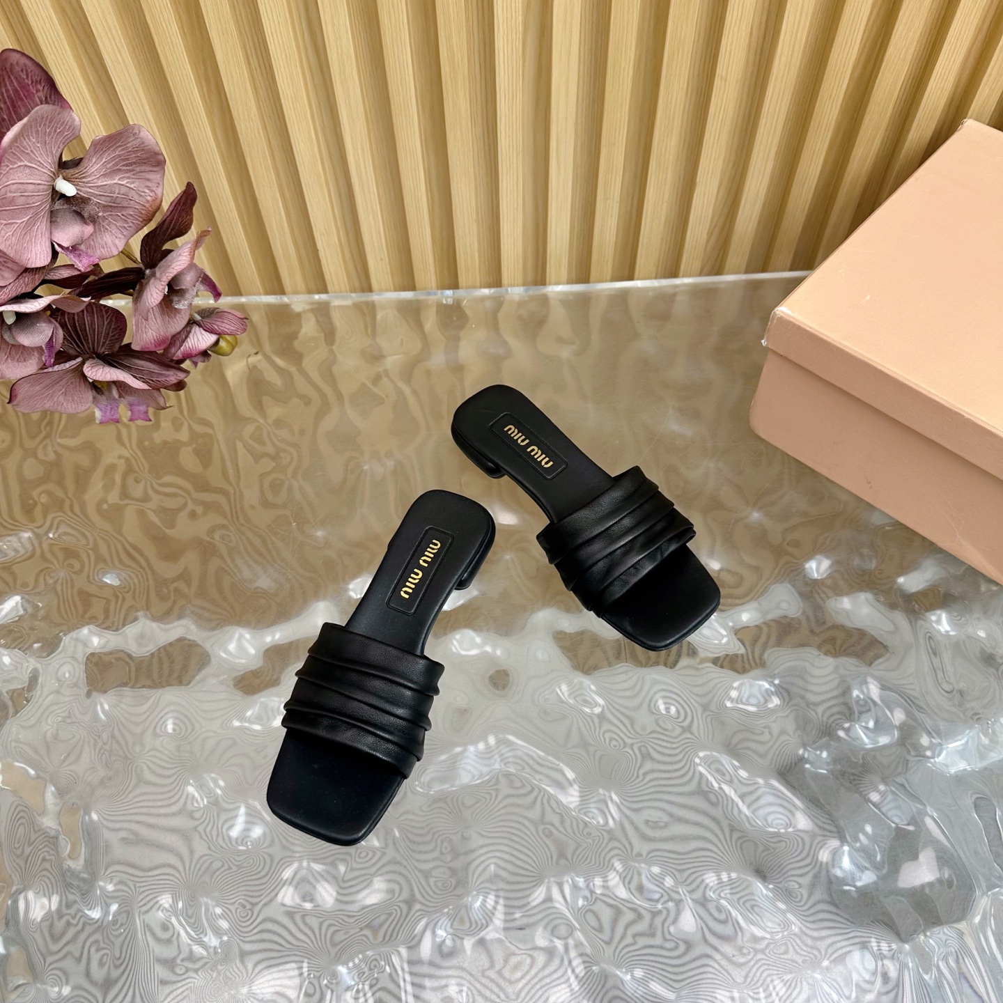 MIU MIU Bow-Embellished Slide Sandals