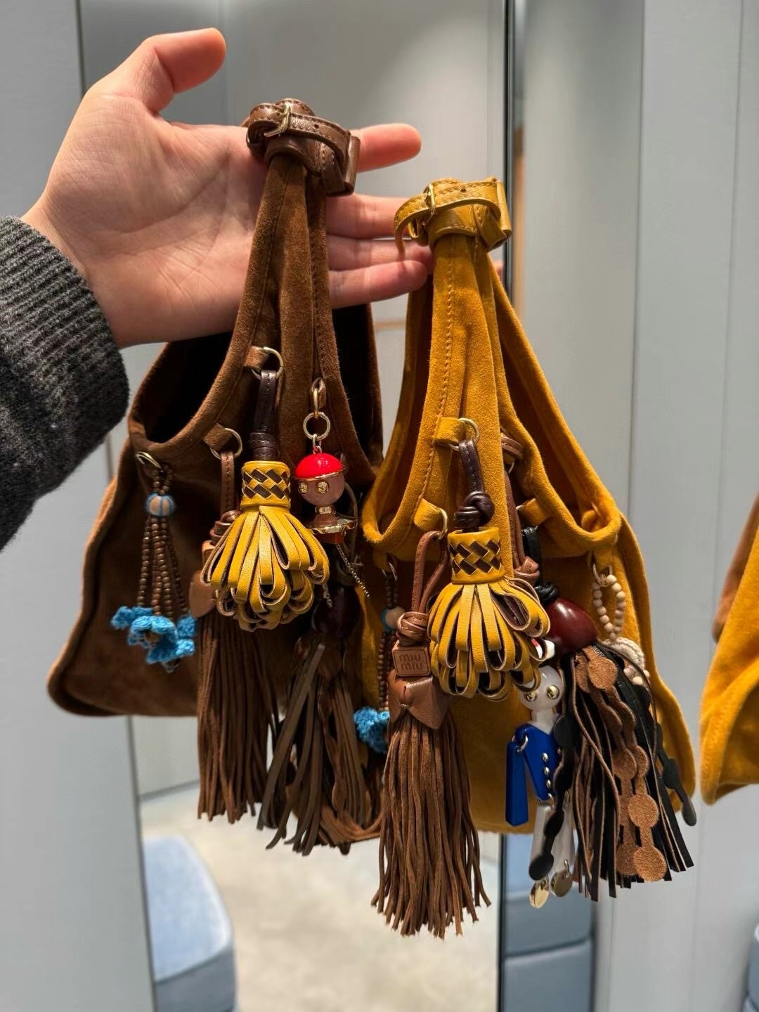 MIUMIU-FROM THE RUNWAY Suede bag with trick