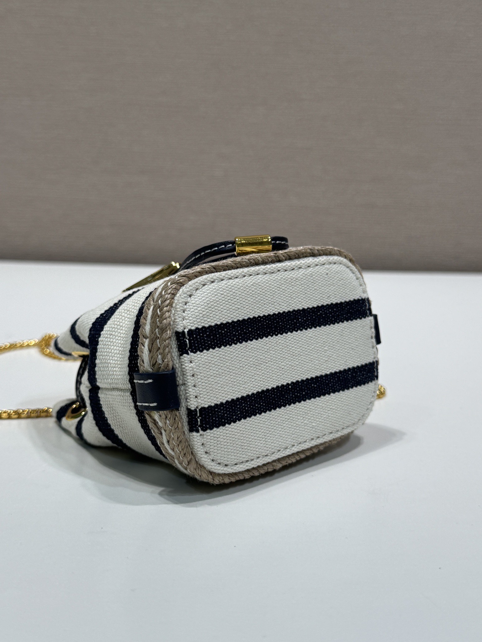 PRADA Striped fabric mini-pouch