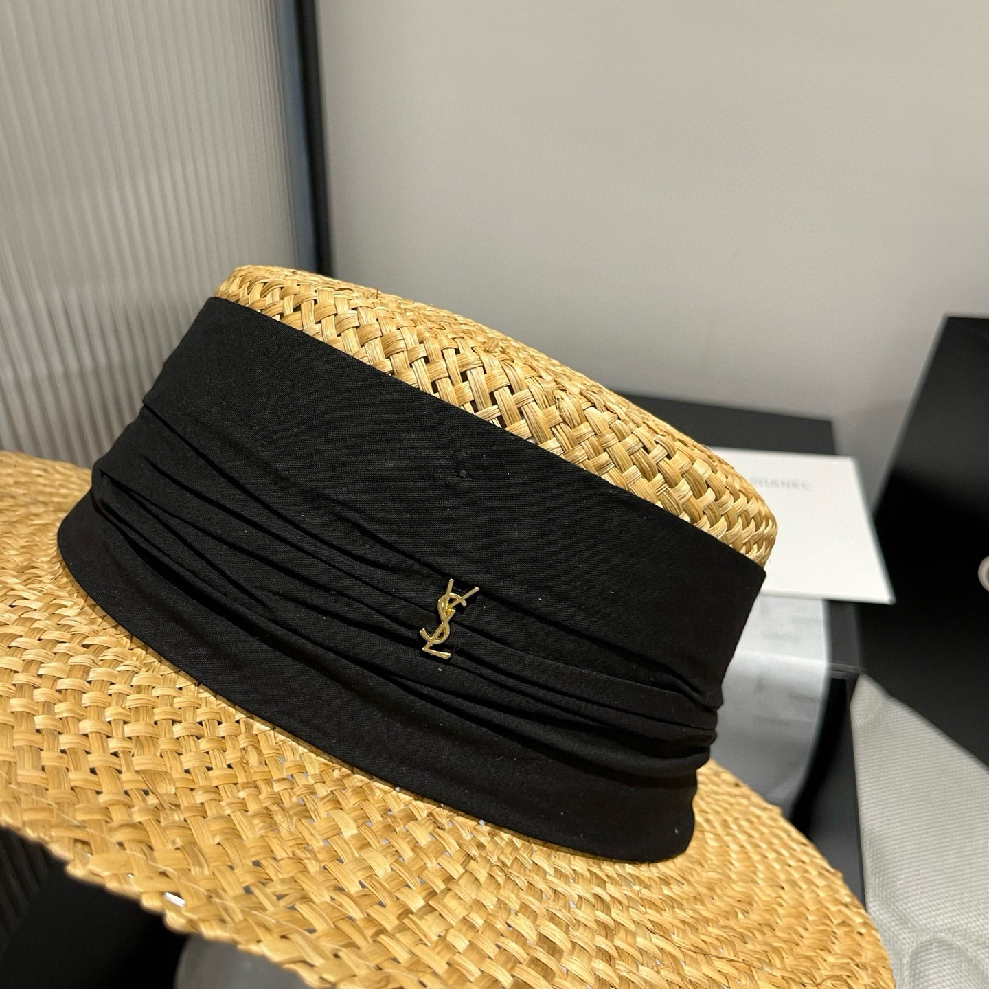 YSL Saint Laurent New Arrival Flat-Top Straw Hat