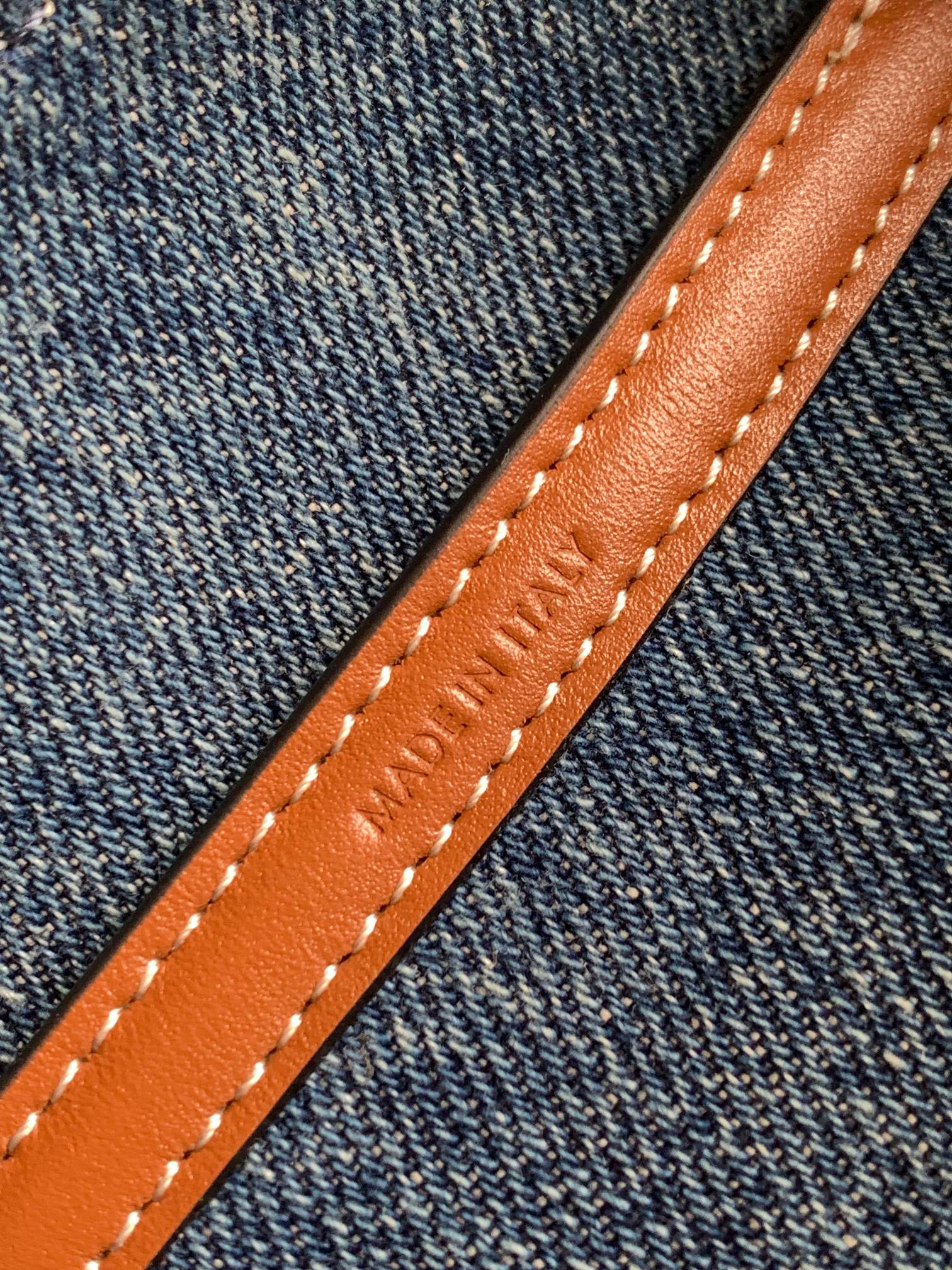 CELINE-CUIR TRIOMPHE Denim & Calfskin Boston Bag