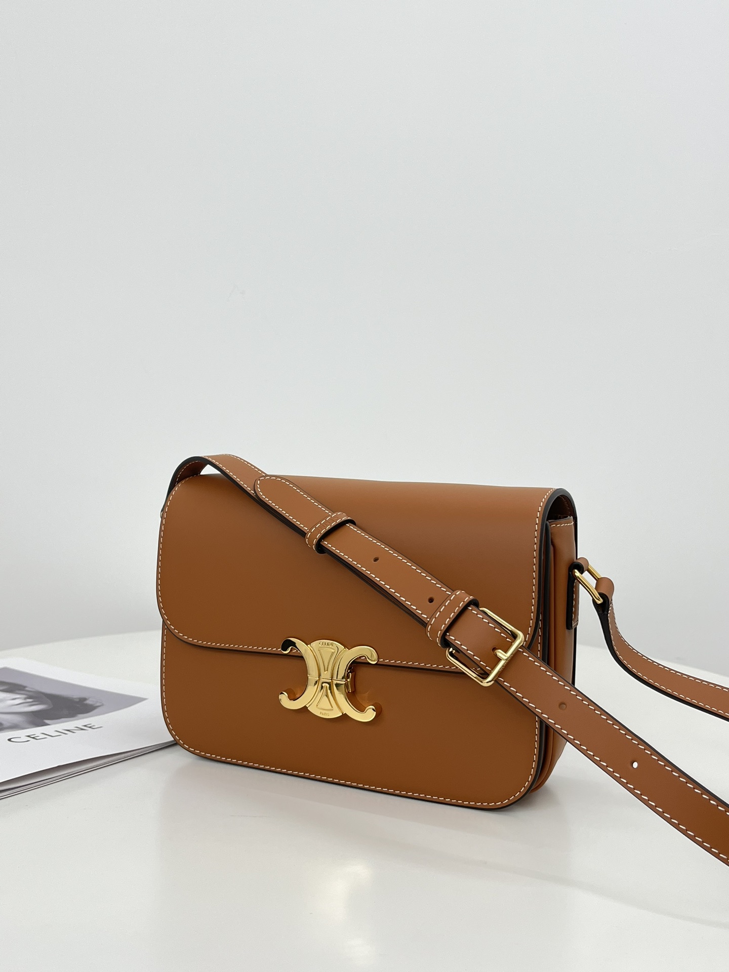 Celine Medium Triomphe Bag in Caramel