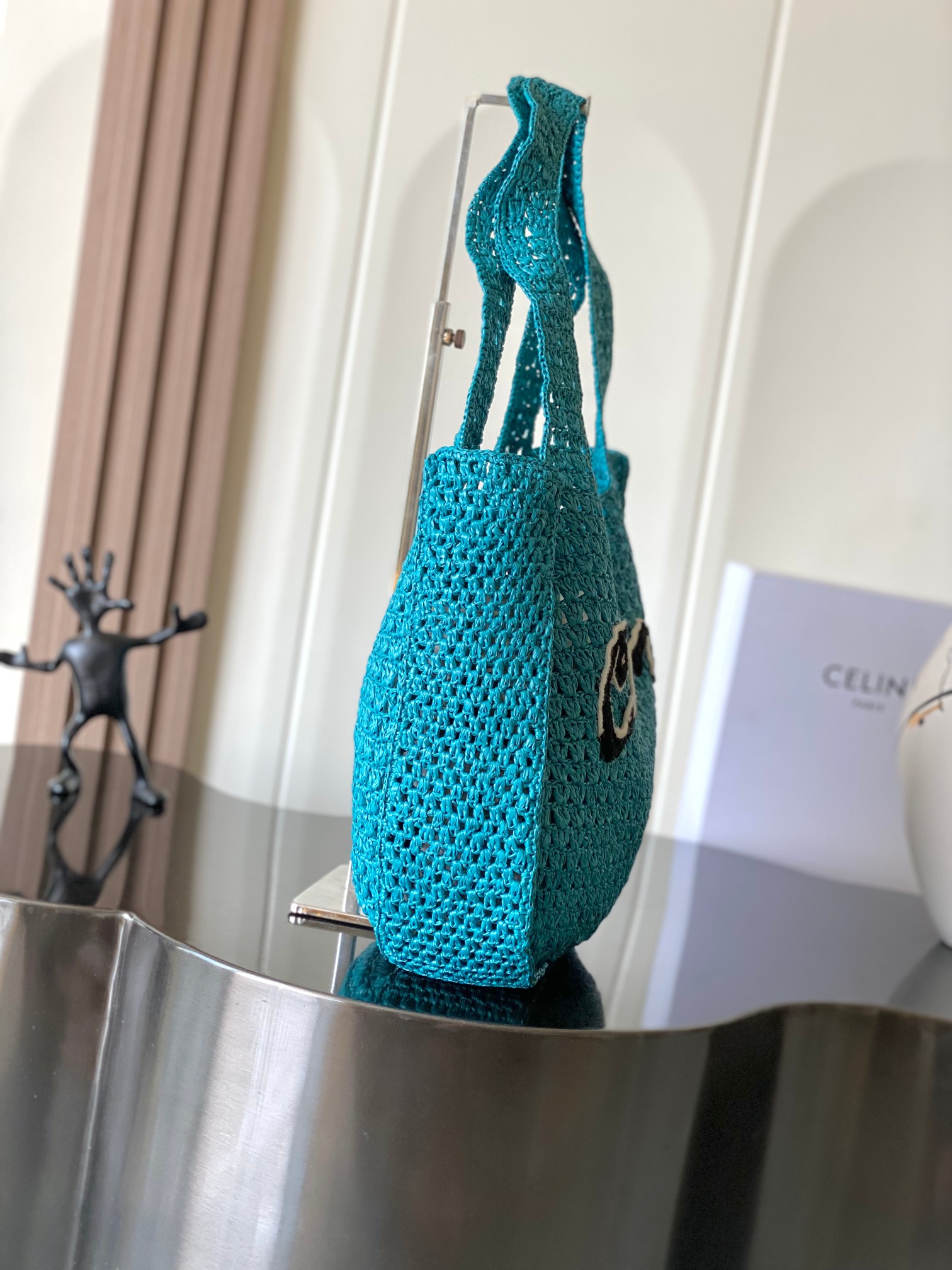 CELINE LARGE HOBO PANIER IN RAFFIA