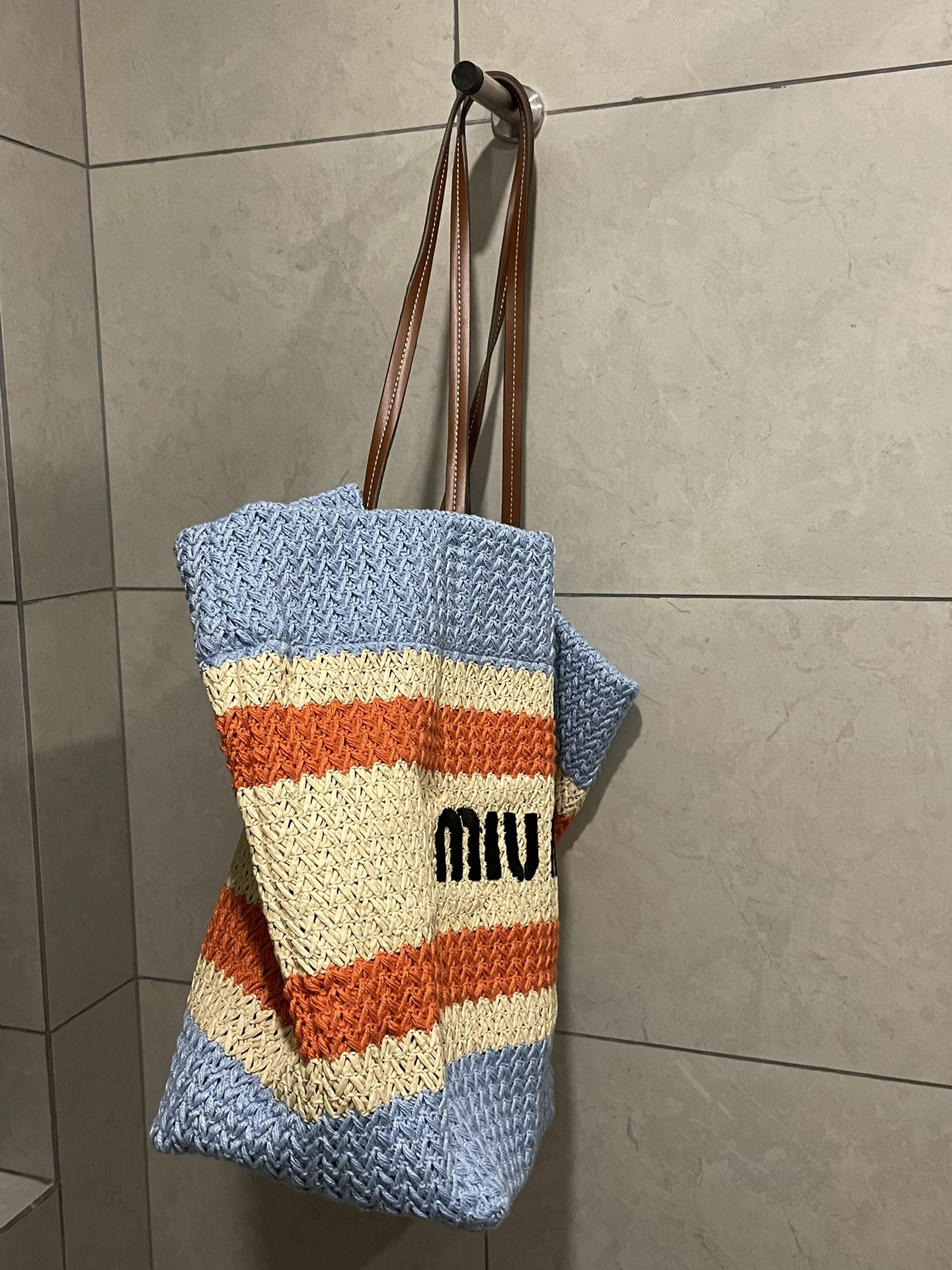 Miu Miu-Raffia woven tote bag
