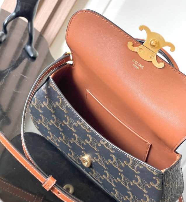 CELINE TEEN CELINE LOLA IN Triomphe Canvas and Calfskin