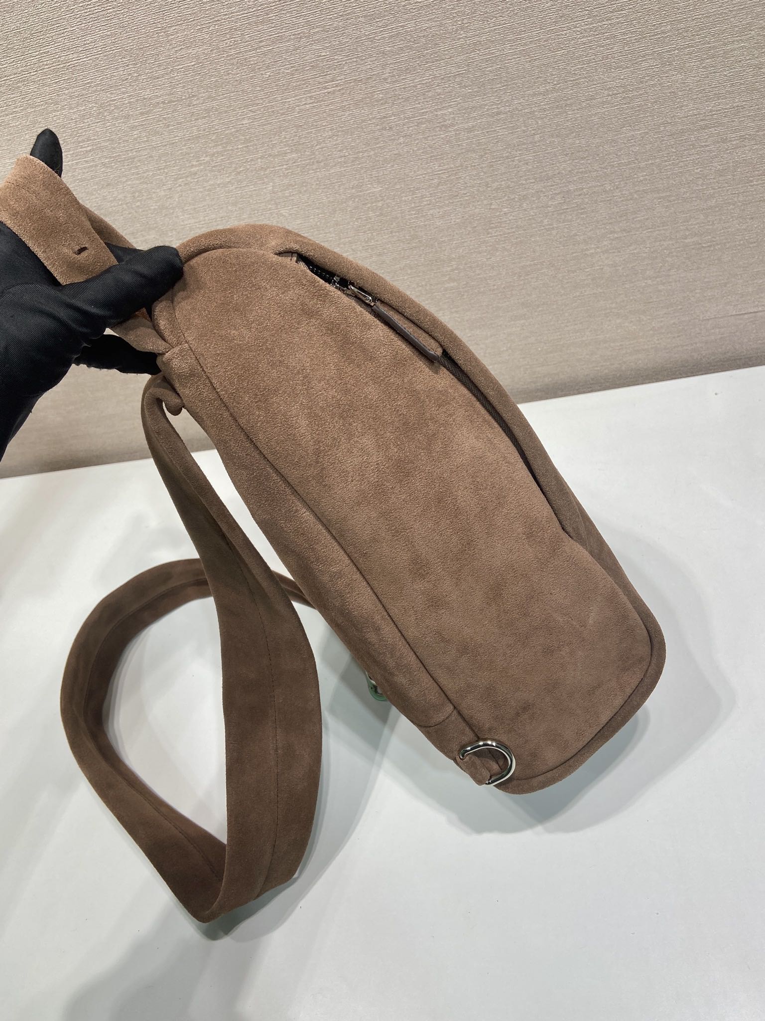 PRADA Distressed Leather Crossbody Bag