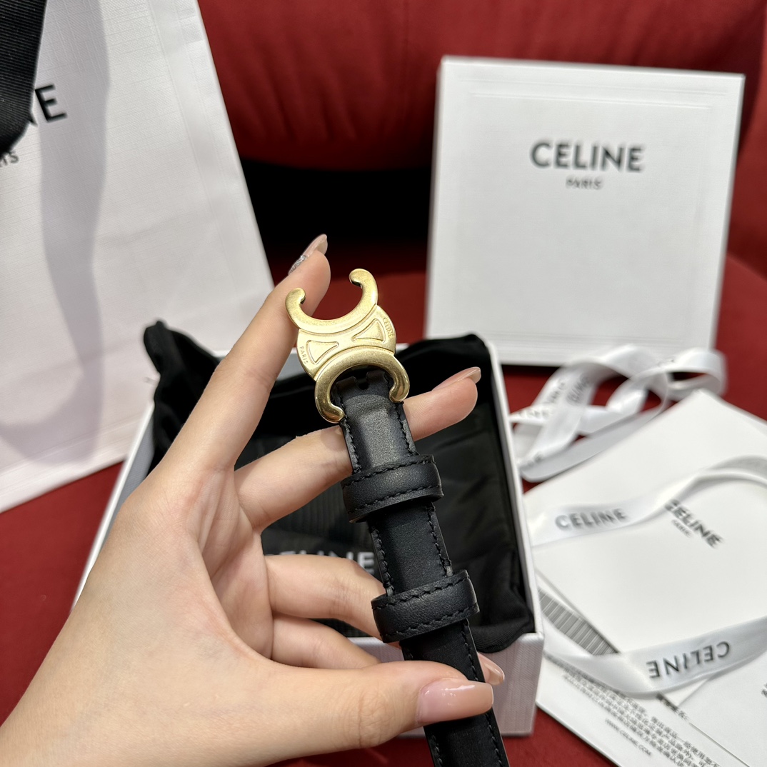 Celine- Triomphe Belt in Taurillon Leather
