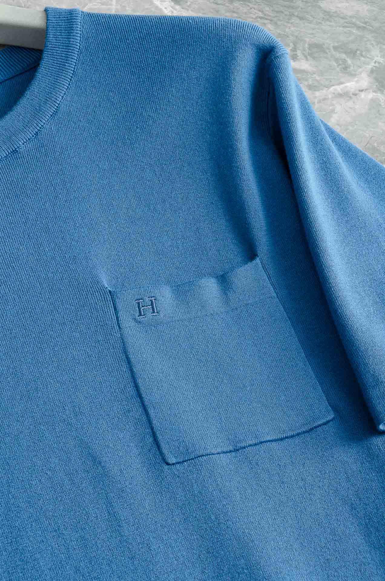 Hermès Premium Knitted Crew Neck T-Shirt