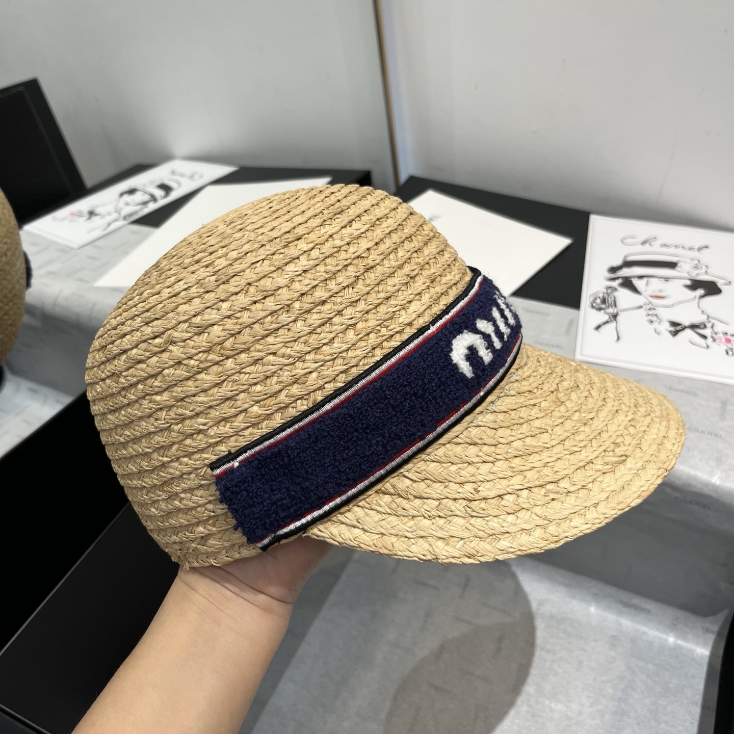 Miu Miu Raffia Straw Riding Hat