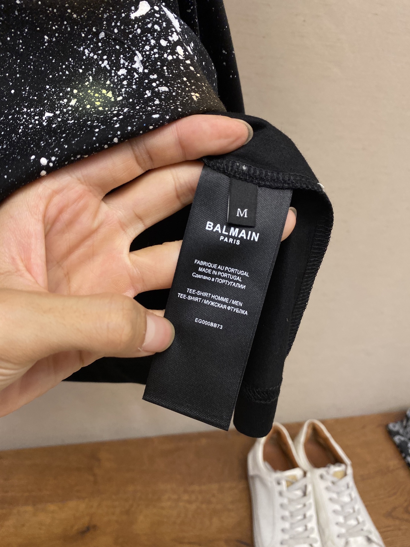 Printed Balmain Universe logo and stars T-shirt