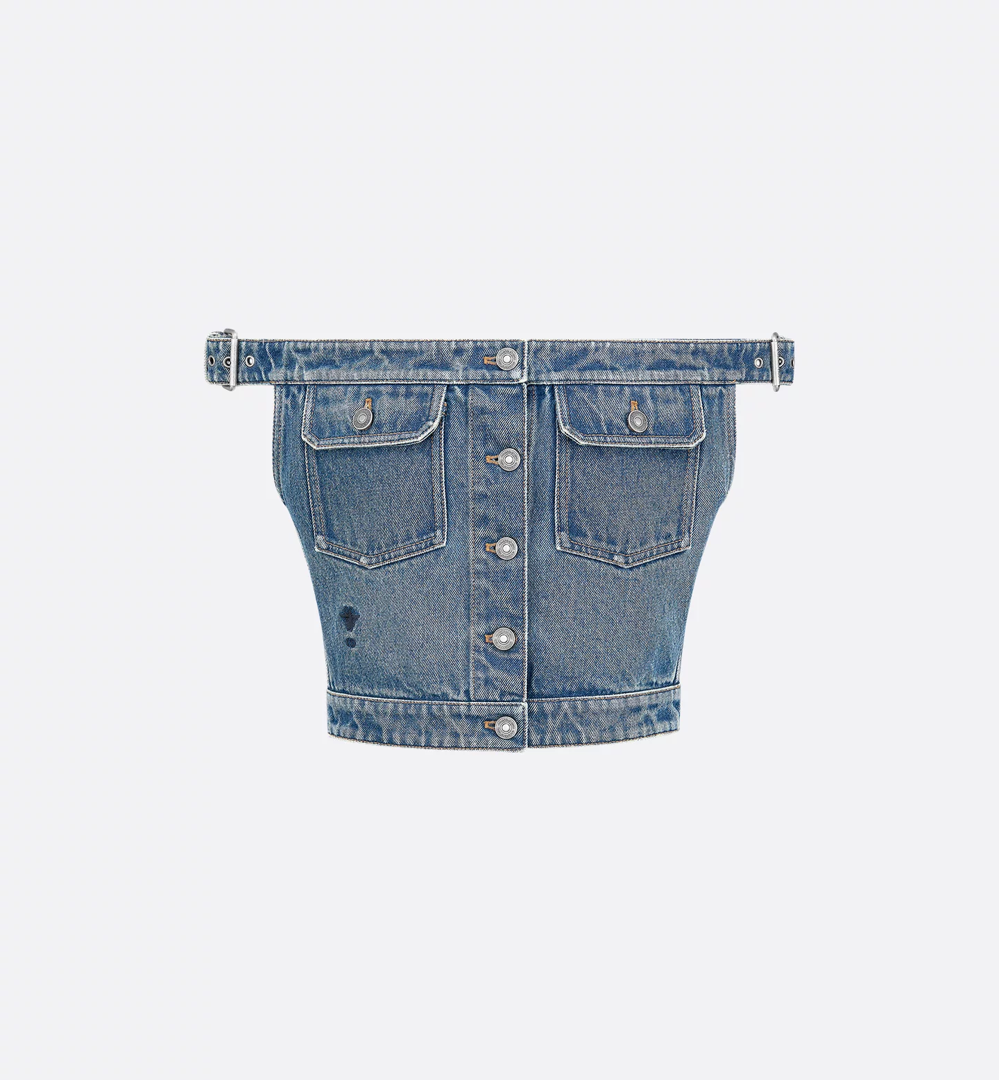 DIOR trapless Top Blue Stonewashed Cotton Denim