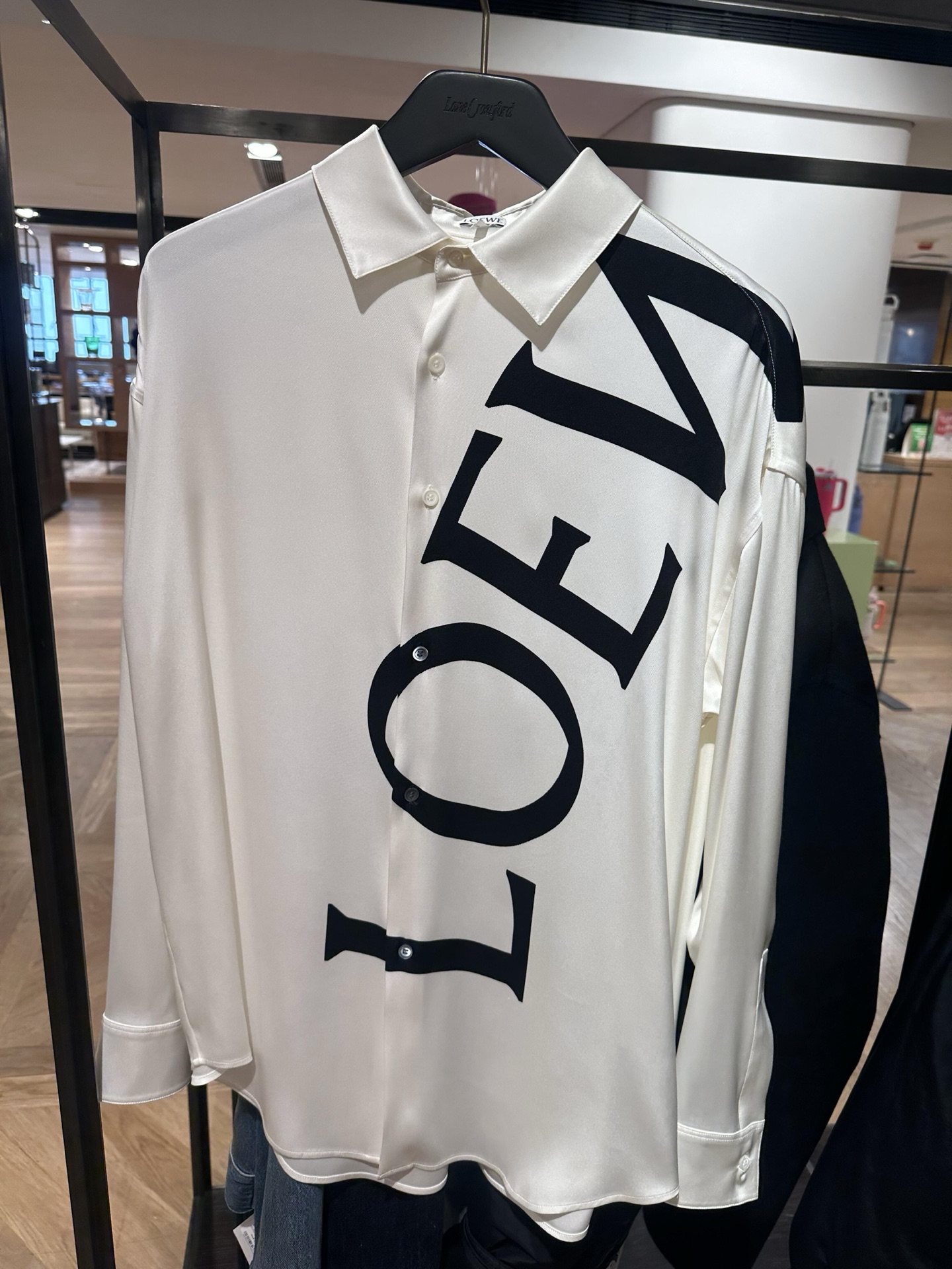 Loewe 2025 Spring/Summer Logo Print Loose Silk Satin Shirt