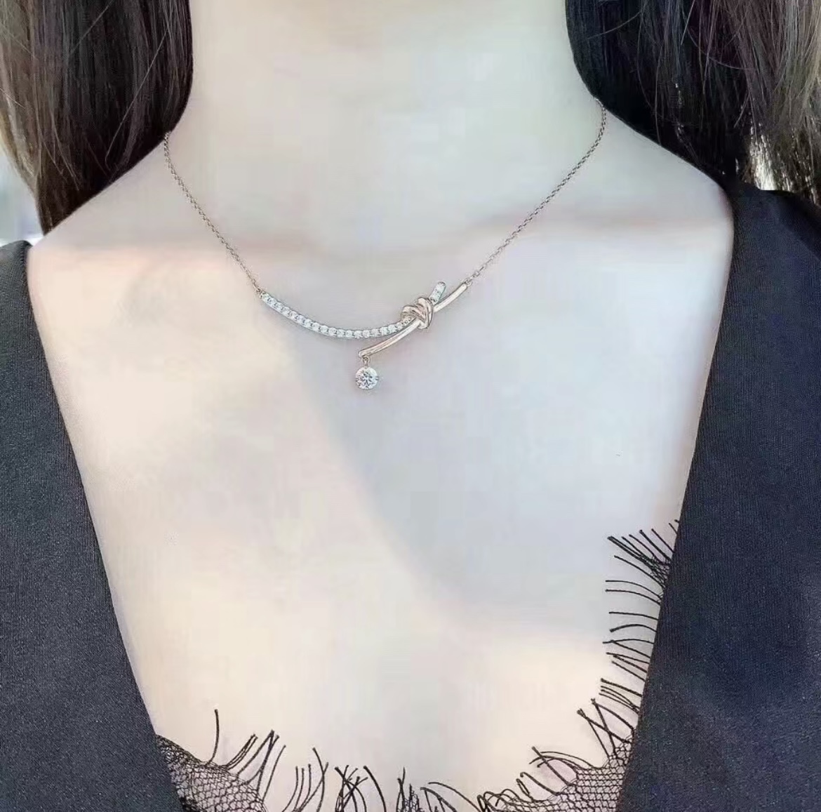 Swarovski Heart Knot Diamond Necklace