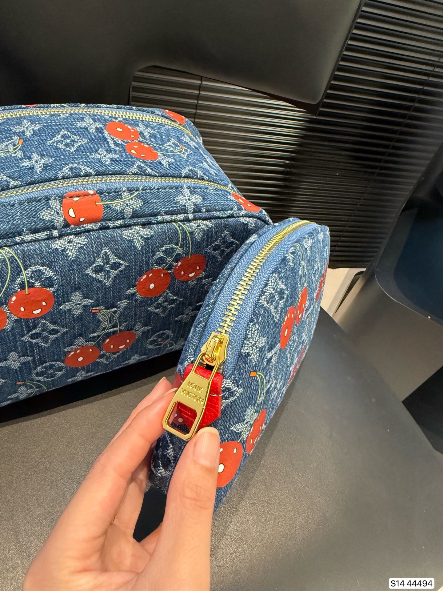 LV Denim Cherry Cosmetic Bag