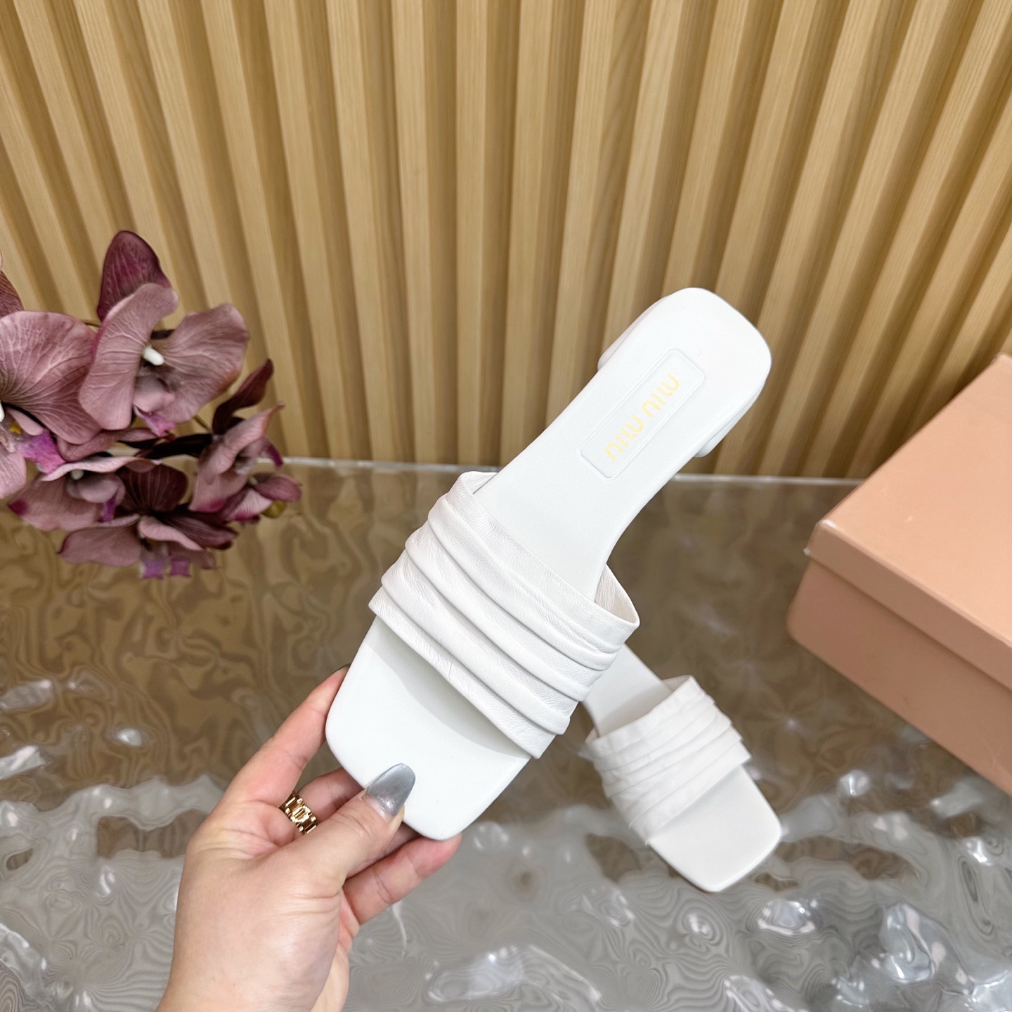 MIU MIU Bow-Embellished Slide Sandals