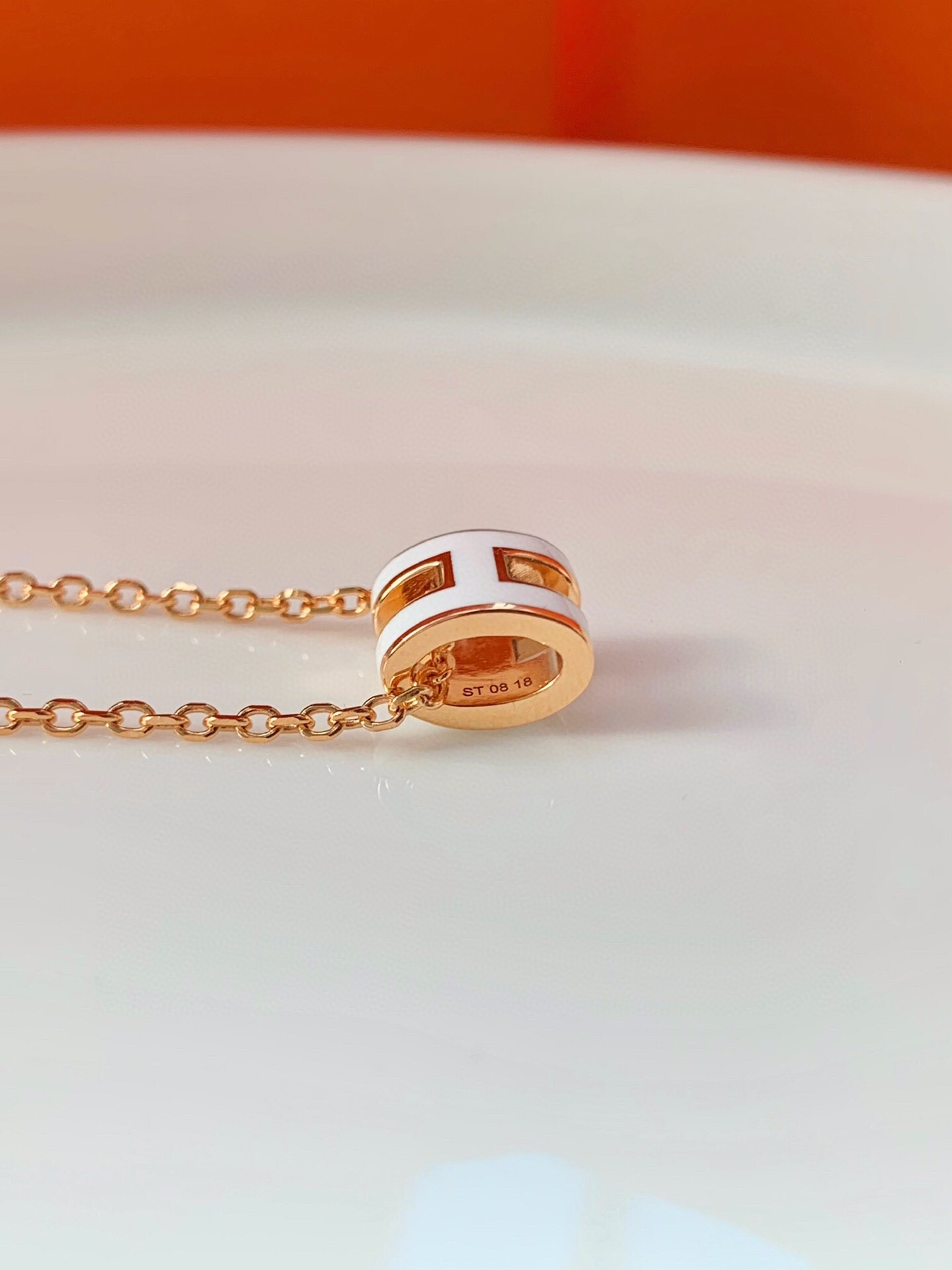 Hermès Mini Enamel H Necklace