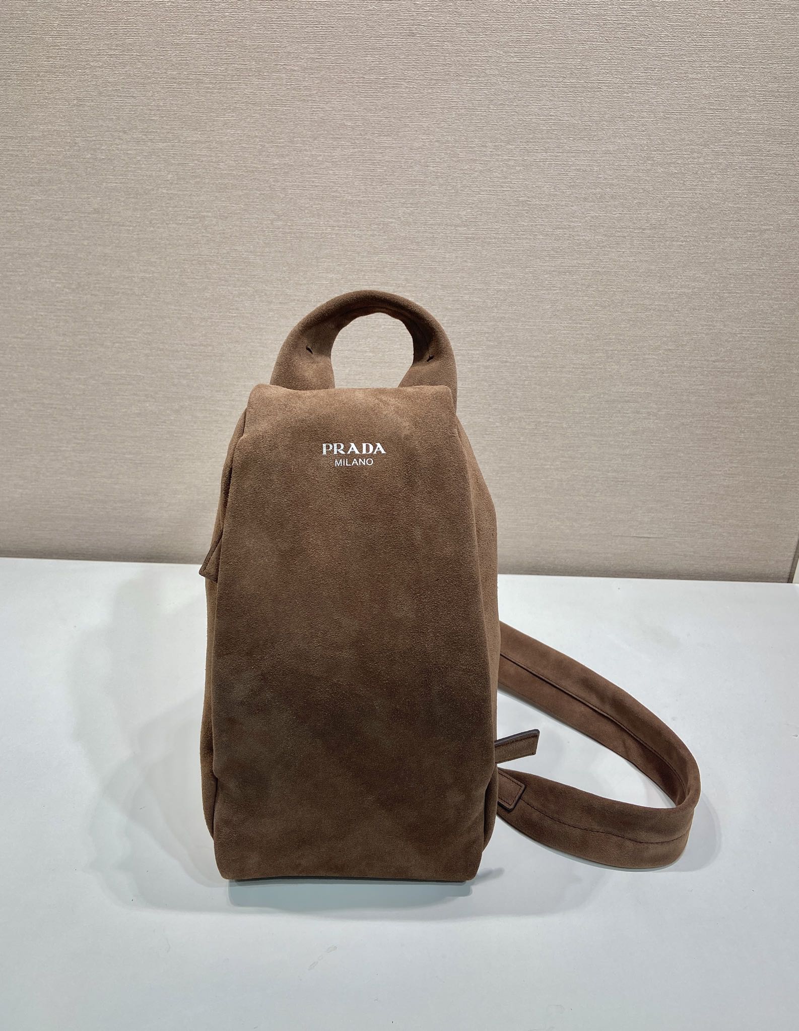 PRADA Distressed Leather Crossbody Bag