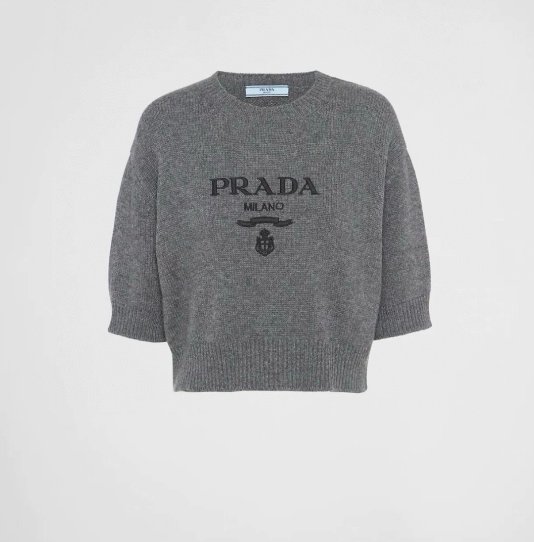 PRADA Logo-Embroidered Cashmere-Blend Sweater