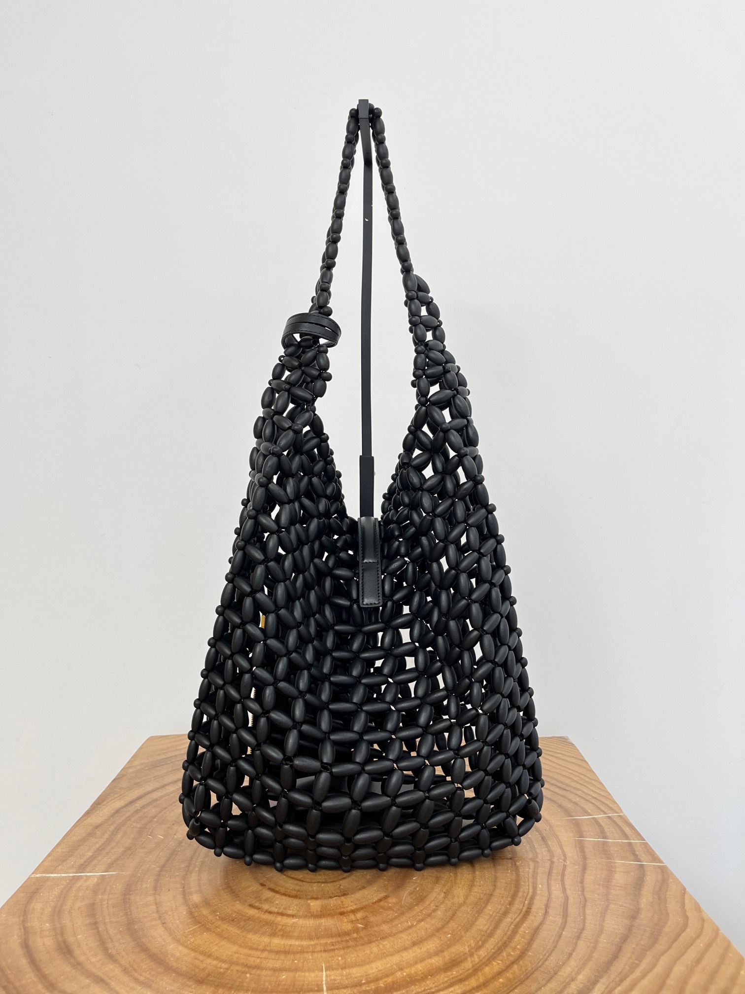 Saint Laurent Le 5 A 7 YSL Beaded Wood Hobo Bag