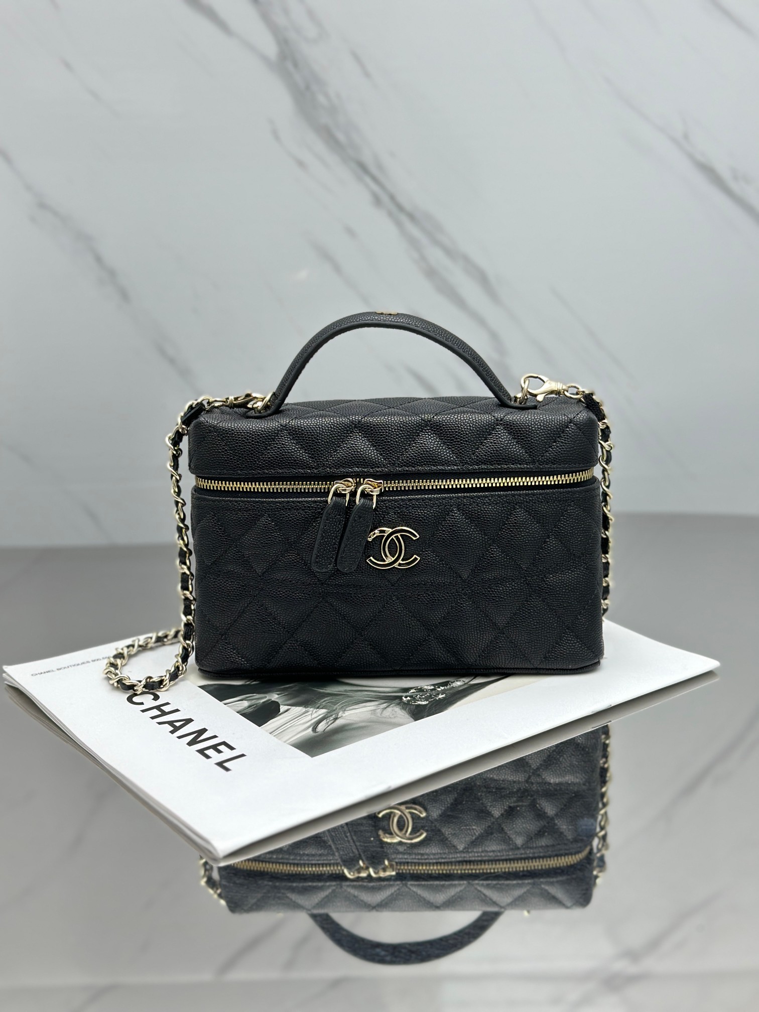 Chanel 25C LP Handle Makeup Bag Box bag