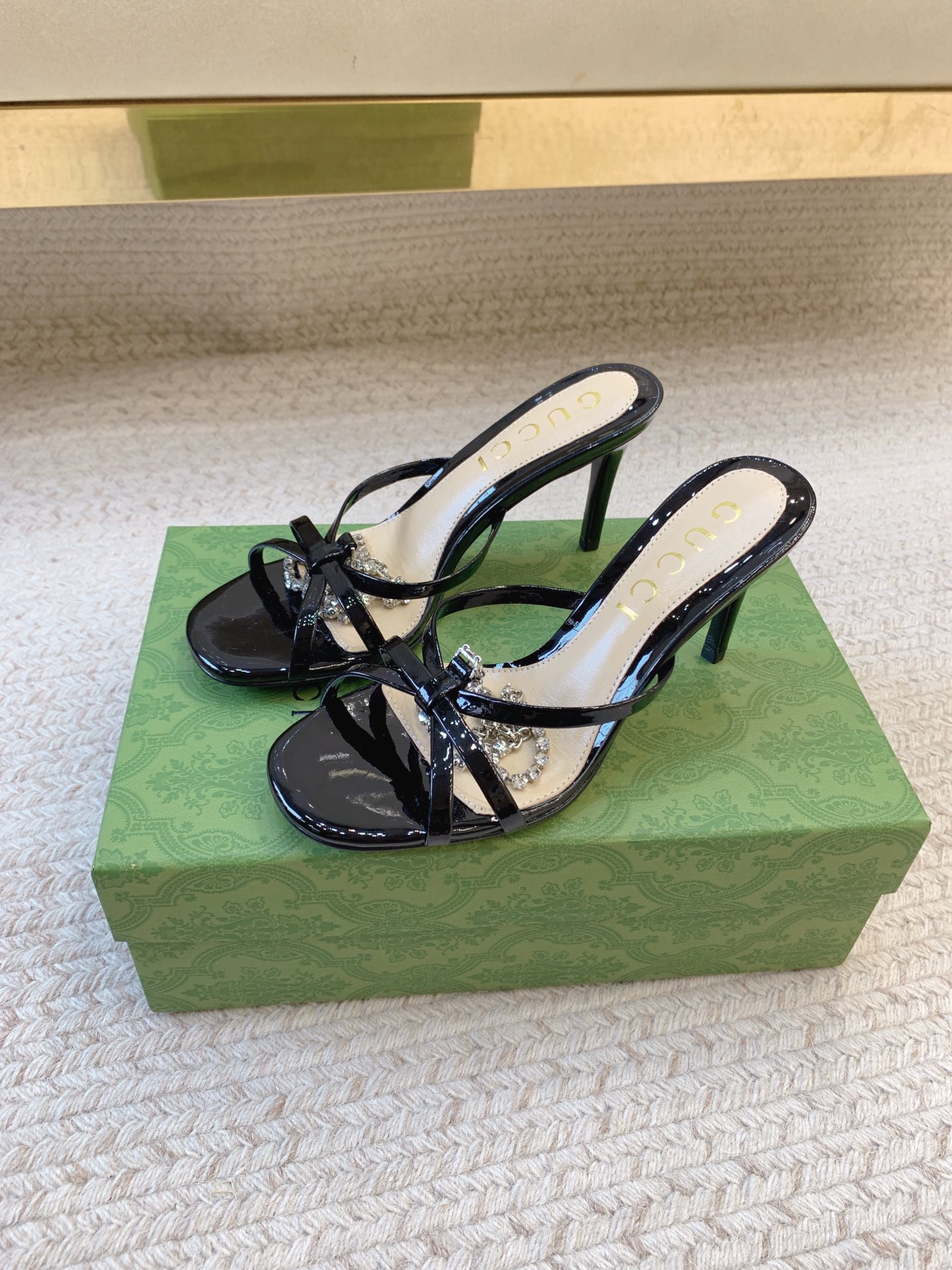 GUCCI Crystal Chain Stiletto Sandals