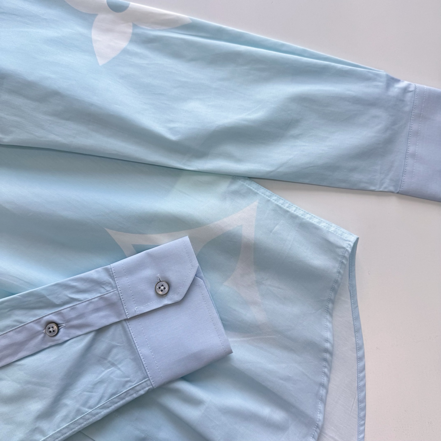 LV-1AFXVV Monogram Printed Long-Sleeved Cotton Poplin Shirt