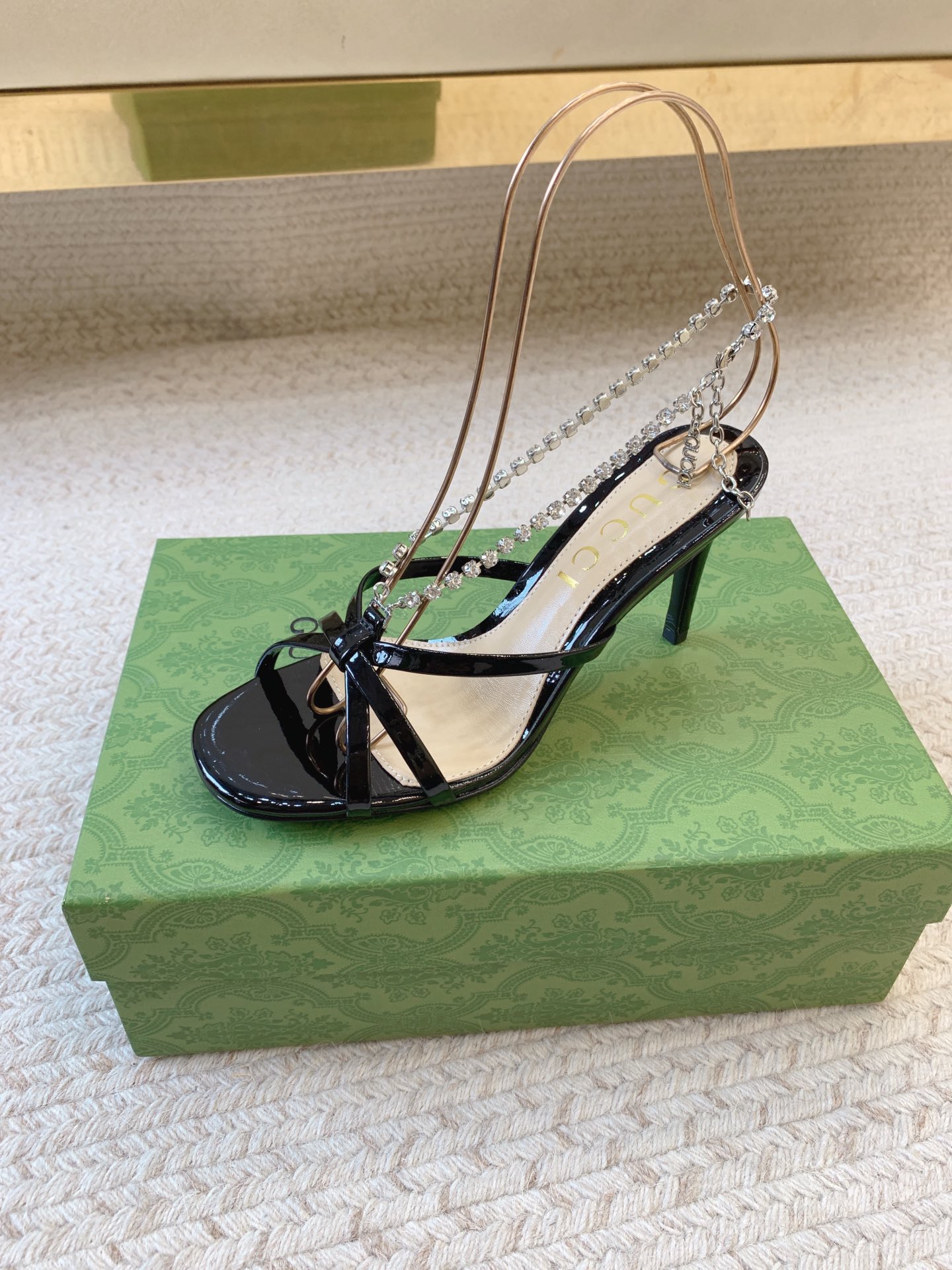 GUCCI Crystal Chain Stiletto Sandals