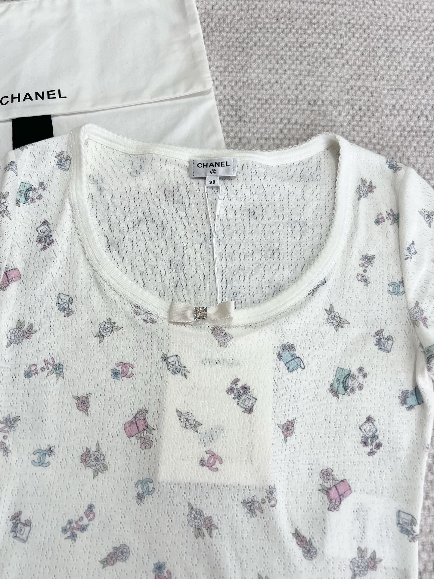 Chanel Bow Short-Sleeve Top