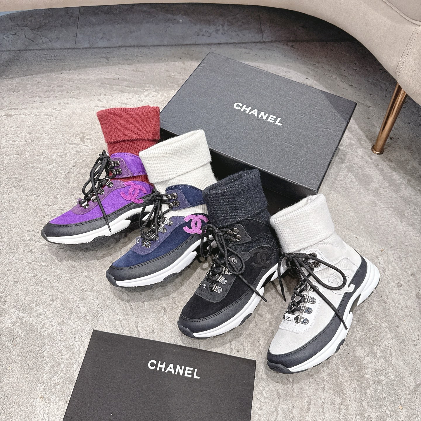 Chanel Colorway Knit Sock Sneakers