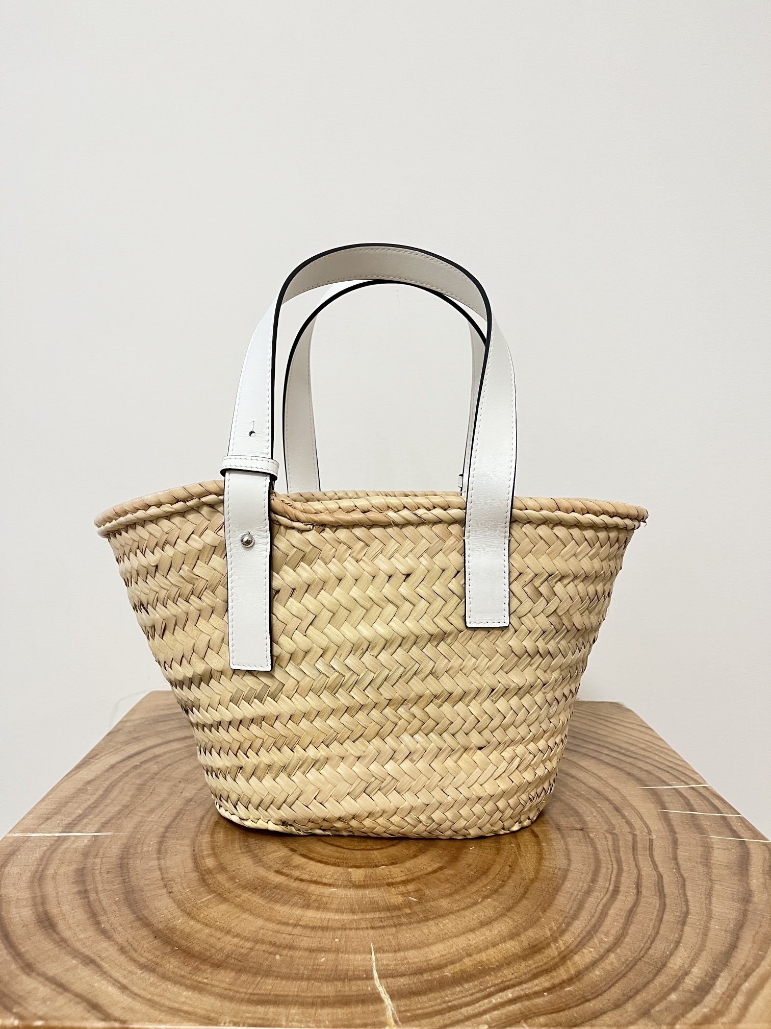 LOEWE-Palm leaf and cowhide leather Basket bag