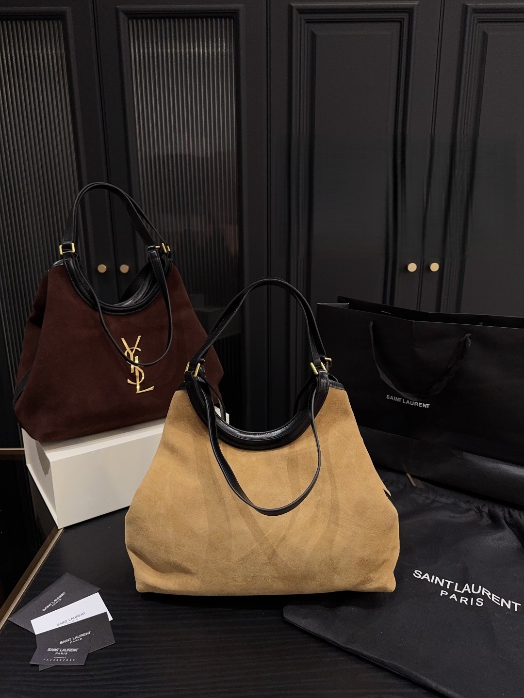 YSL Saint Laurent Suede Hobo Shoulder Bag