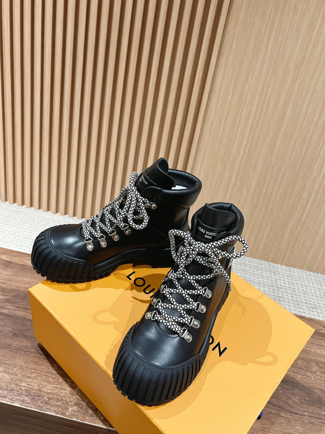 Louis Vuitton Calfskin Patent Monogram Ruby Flat Ranger Boots