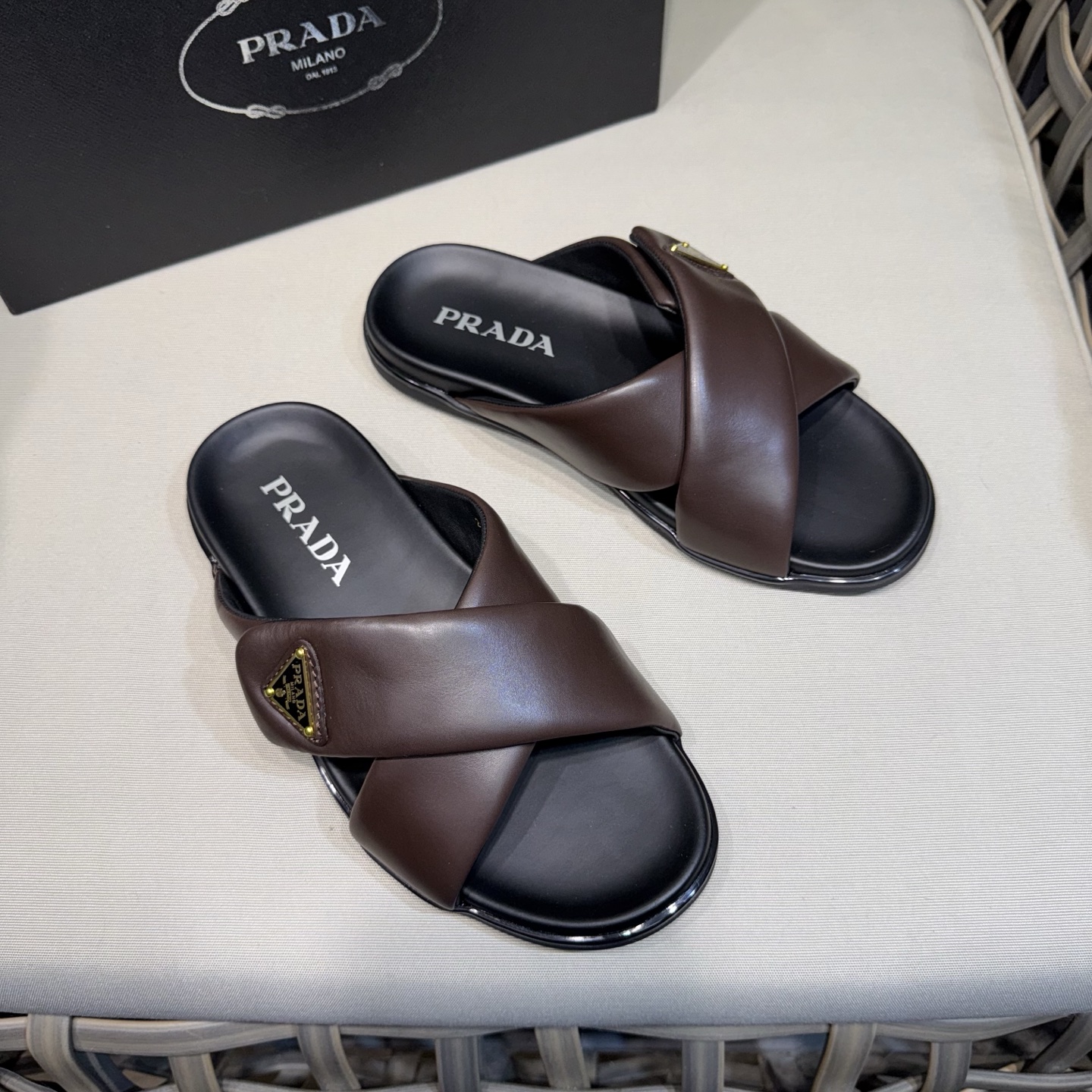 Prada Men’s Leather Sandals / Slides – New Arrival