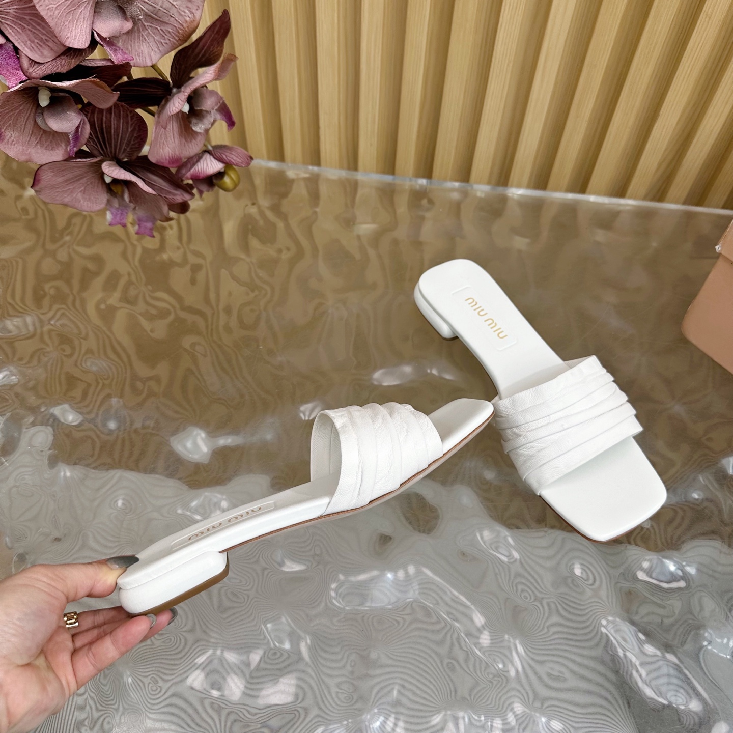 MIU MIU Bow-Embellished Slide Sandals