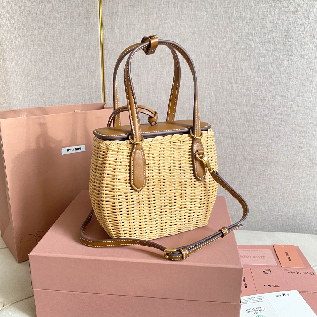 miumiu woven vegetable basket bag