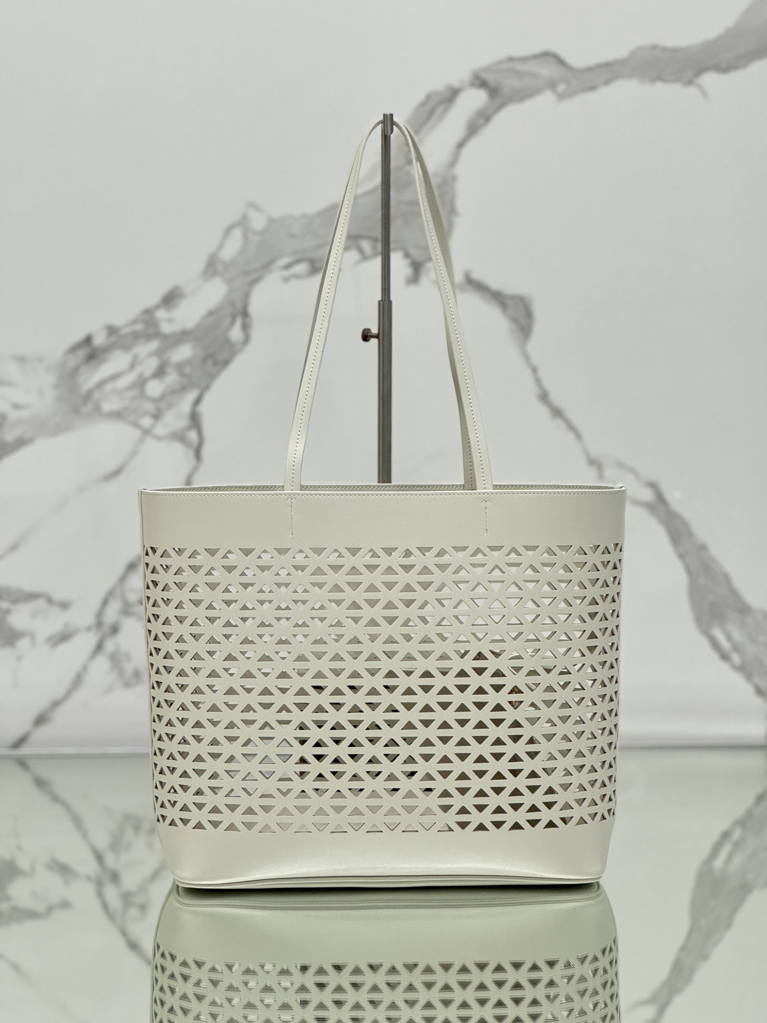 Prada-Laser-Cut Leather Tote Bag