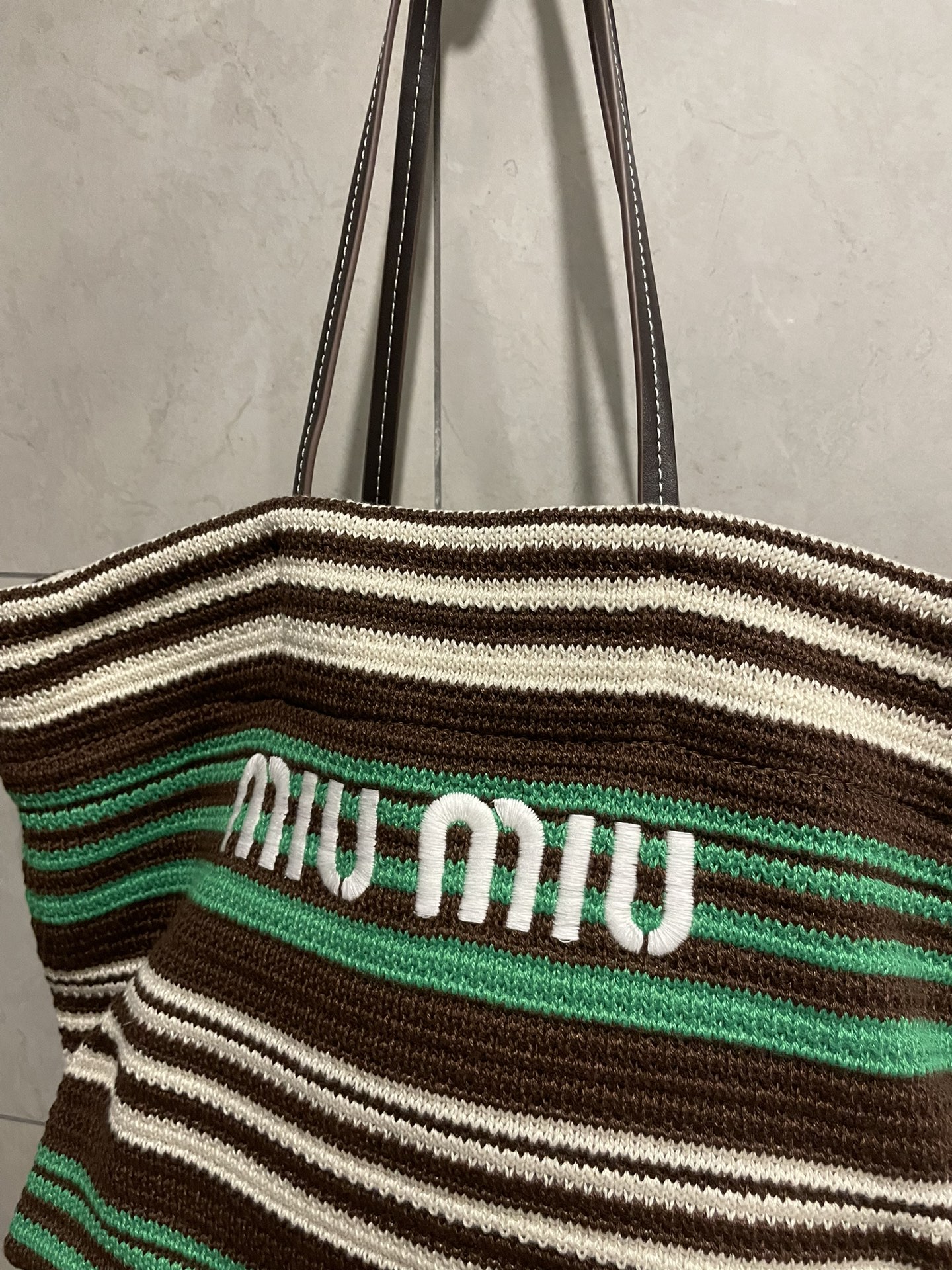 Miu Miu-Raffia woven tote bag