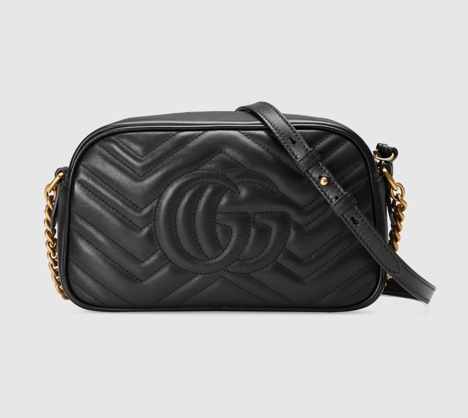 GG MARMONT SMALL MATELASSÉ SHOULDER BAG-Black-447632