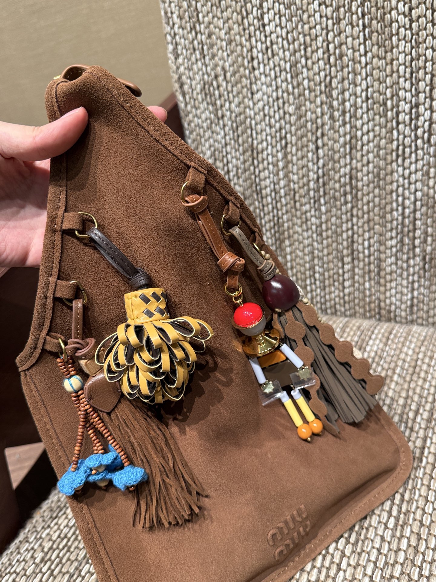 MIUMIU-ROM THE RUNWAY Suede bag with trick