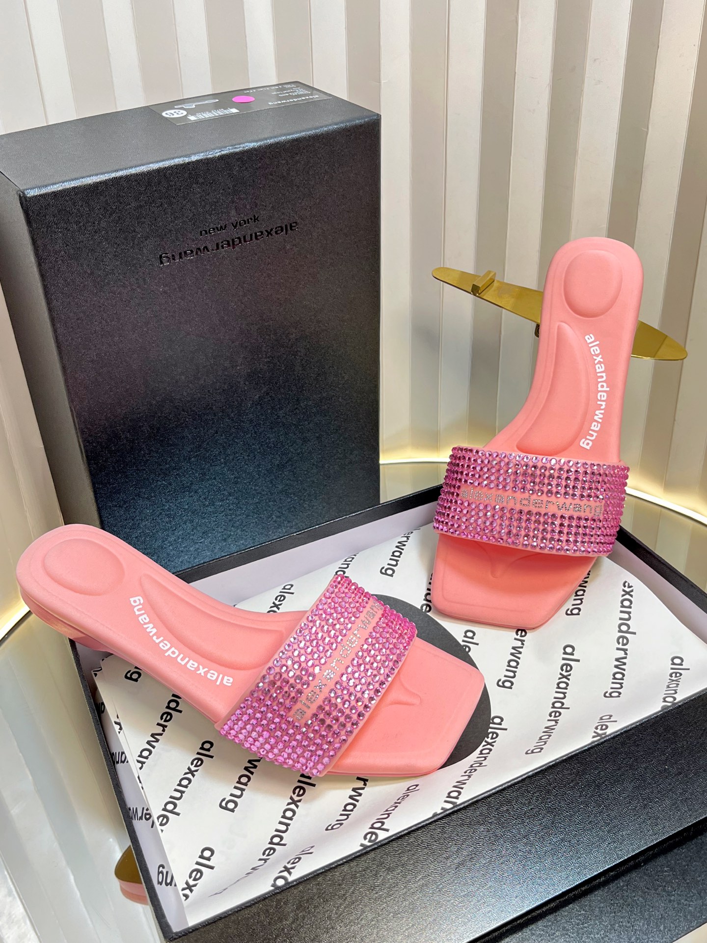 AlexanderWang Crystal Denim Slides