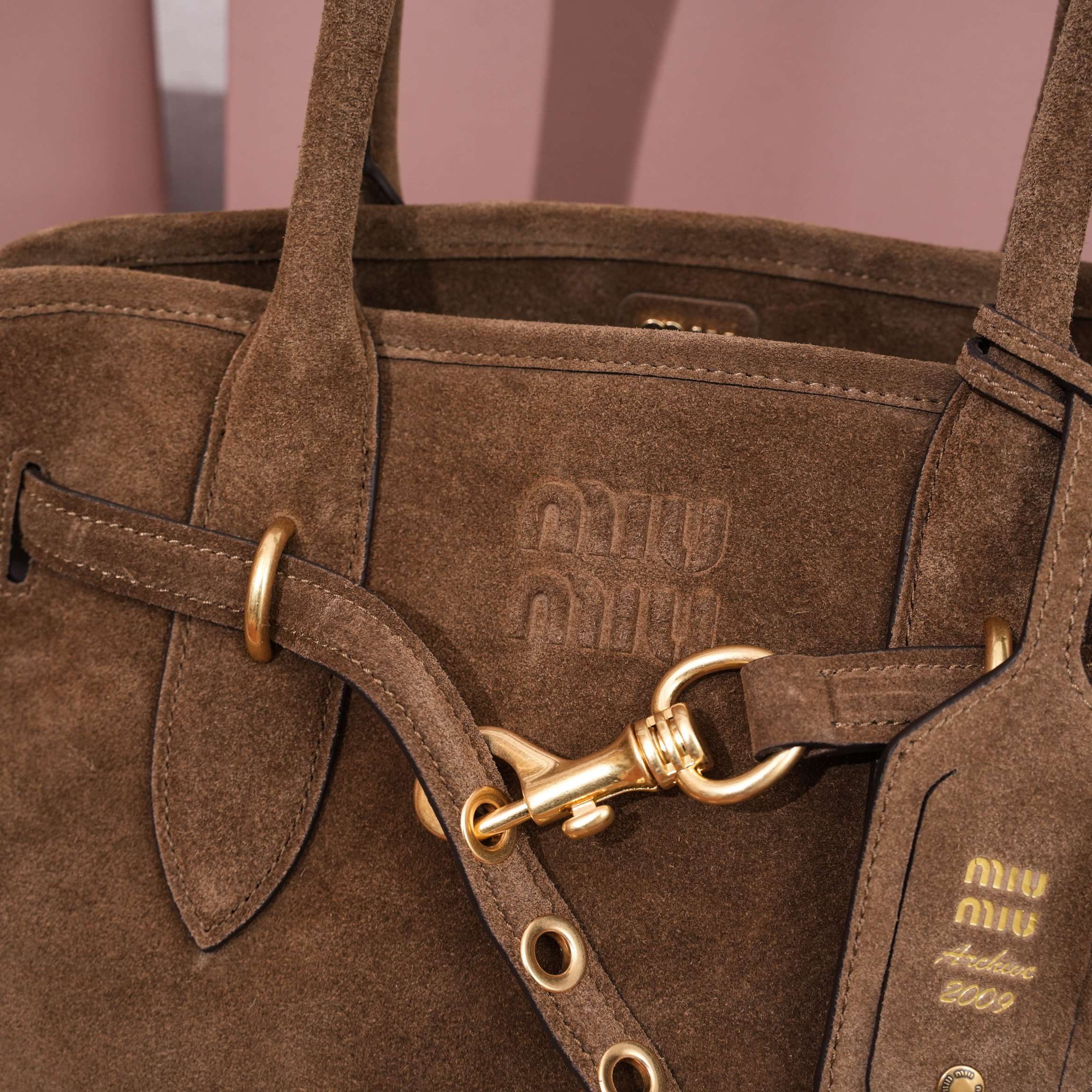 miu suede brown bag