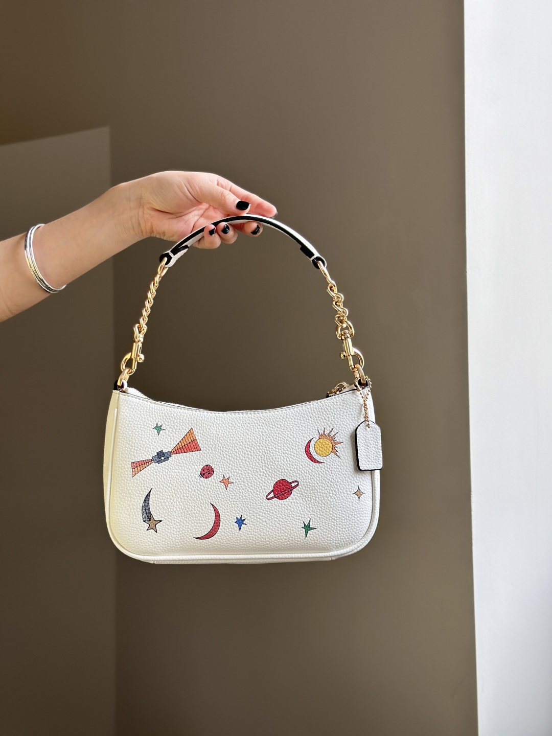 Coach White Starry Sky Shoulder Bag