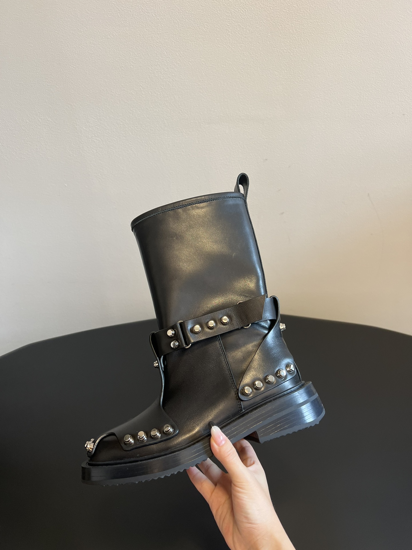 King studded leather buckle boots Doc Martens