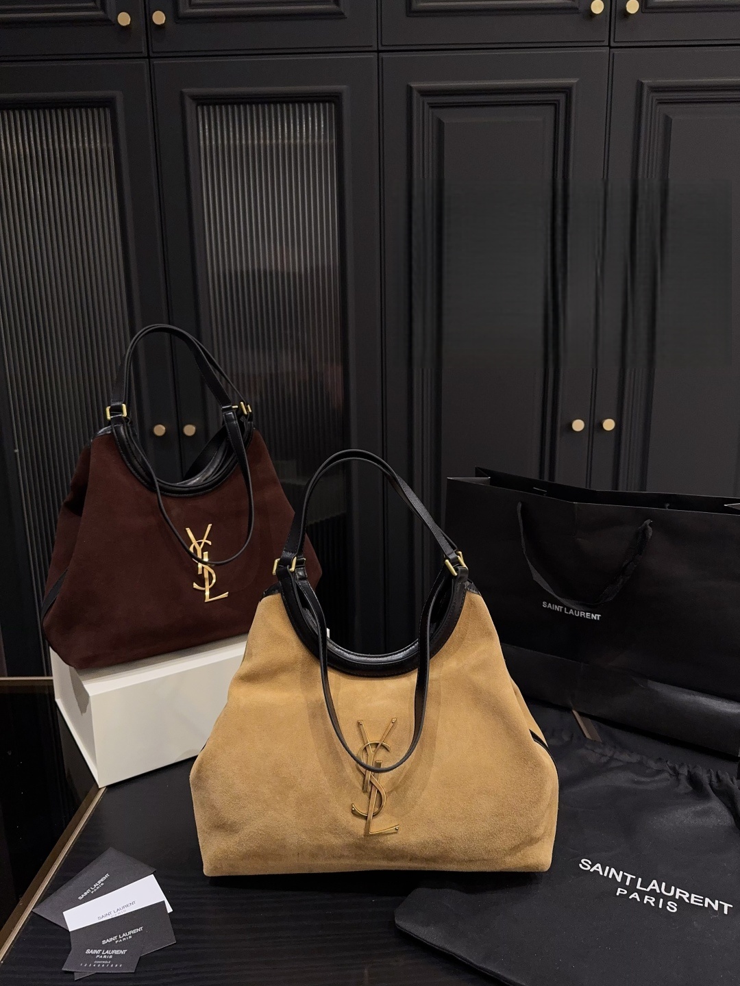 YSL Saint Laurent Suede Hobo Shoulder Bag