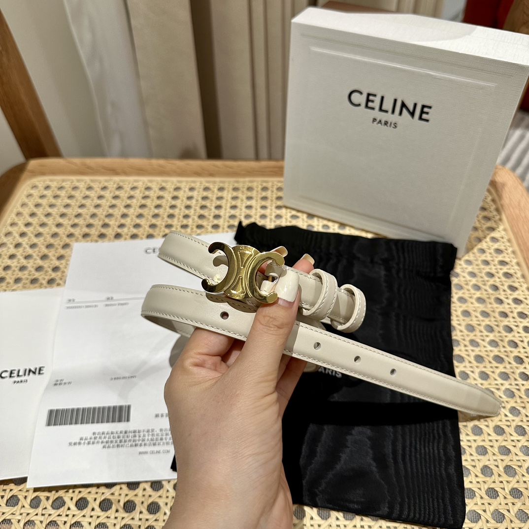 Celine Triomphe Belt in Taurillon Leather